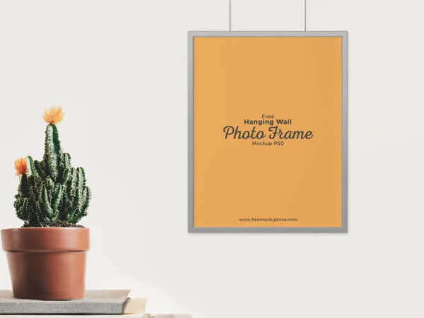 Mockup Featuring Photo Frame Hung on Wall in a Front View 1