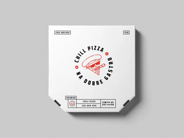 Mockup Featuring Pizza Box in Plain Background Top View 1