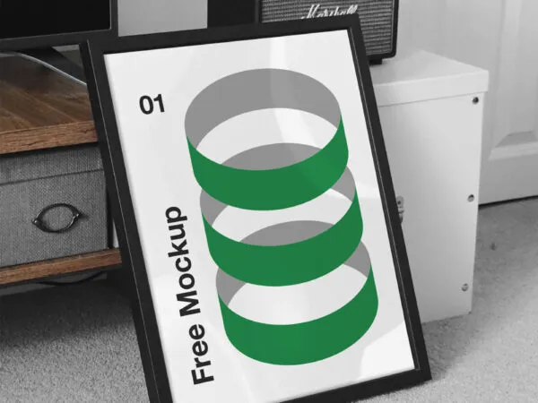 Mockup Featuring Poster Frame Against Furniture in a Living Room 1