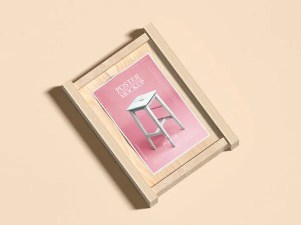 Mockup Featuring Poster with a Wooden Frame 1