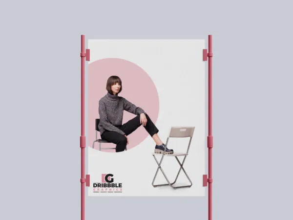 Mockup Featuring Sandwiched Metal Clasps Containing a Poster 1