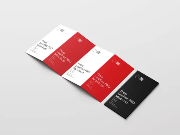 Mockup Featuring Side View of Opened and Closed Four fold Brochure 1