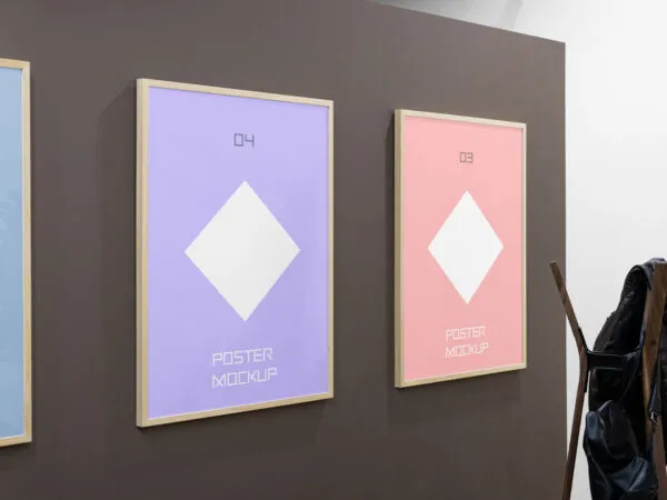 Mockup Featuring Three Posters on a Wall 1