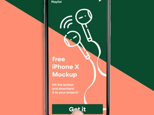Mockup Featuring Top View iPhone X and a Finger 1