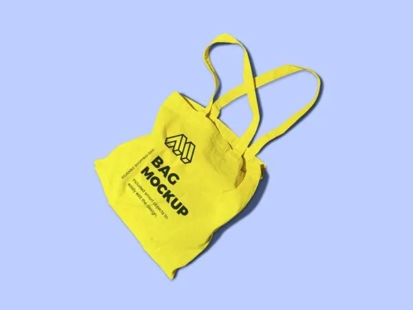 Mockup Featuring Top View of Reusable Bag Laid on Ground 1