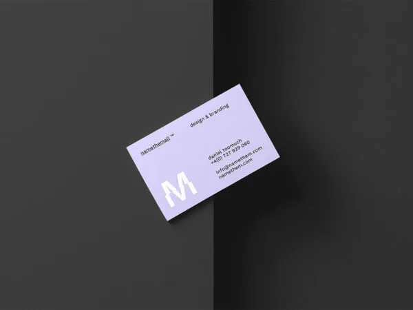 Mockup Featuring Top View of Tilted Business Card 1