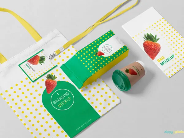 Mockup Featuring Tote and Paper Bags Pouch Cup ID Card 1
