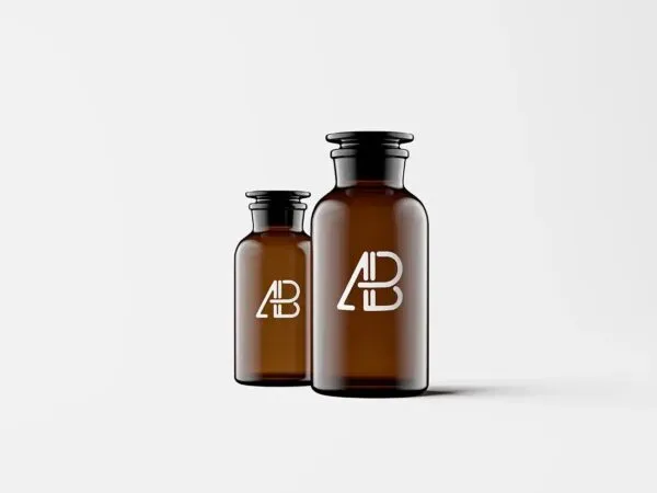 Mockup Featuring Two Amber Glasses Jars 1