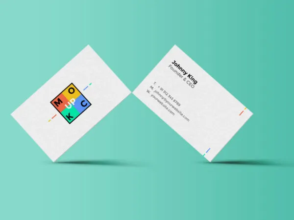 Mockup Featuring Two Business Cards Standing on the Corner 1