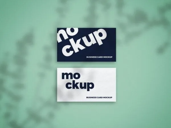 Mockup Featuring Two Business Cards with Overlaid Branch Shadow 1