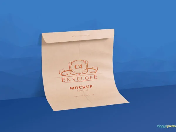 Mockup Featuring Two Different Positions of Envelop Against Wall 1