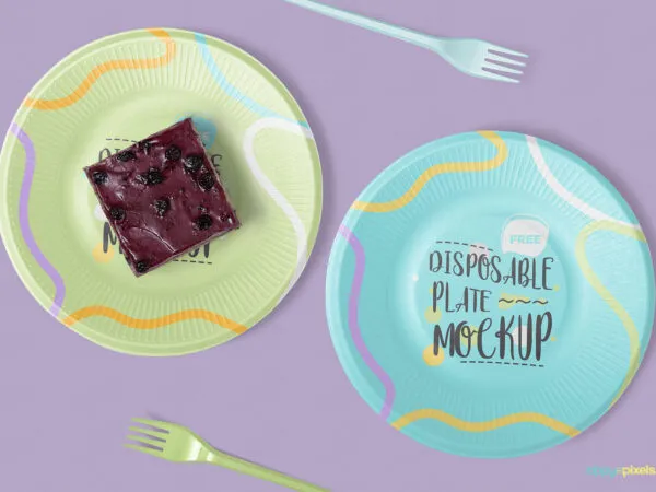 Mockup Featuring Two Disposable Paper Plate with Forks 1