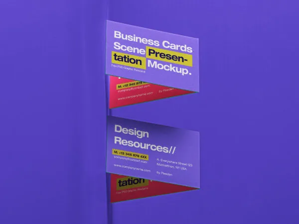 Mockup Featuring Two Horizontal Business Cards Placed on Each Other 1