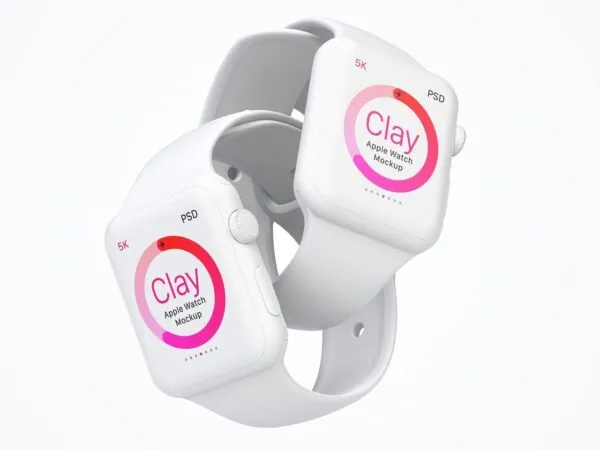 Mockup Featuring Two Interlaced Floating Apple Watches 1