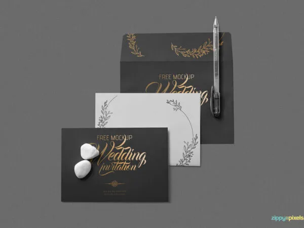 Mockup Featuring Two Invitation Cards and Envelope 1