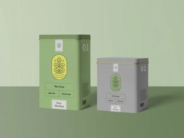 Mockup Featuring Two Metal Boxes with Different Sizes 1