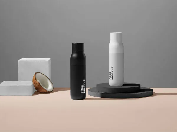 Mockup Featuring Two Standing Bottle Models 1
