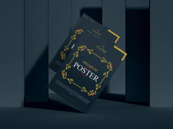 Mockup Featuring Two Tilted Posters 1