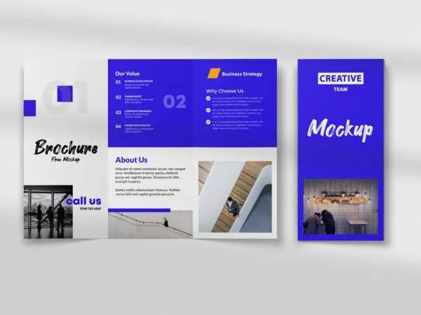 Mockup Featuring Two Tri Fold Brochures in Top View 1