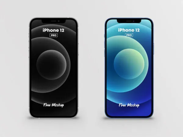 Mockup Featuring Two iPhone 12 Pro from a Front View 1