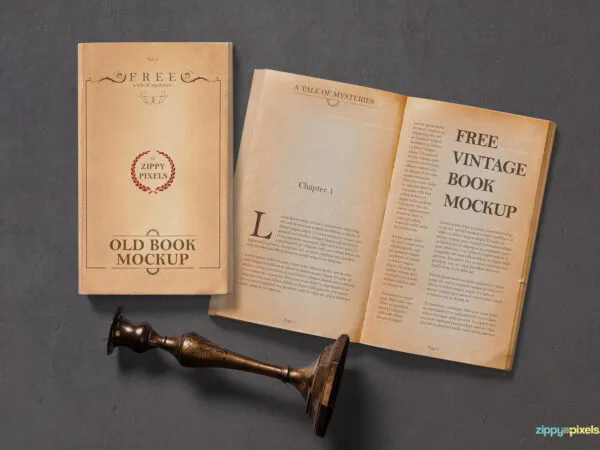 Mockup Featuring a Book with Old Effect 1