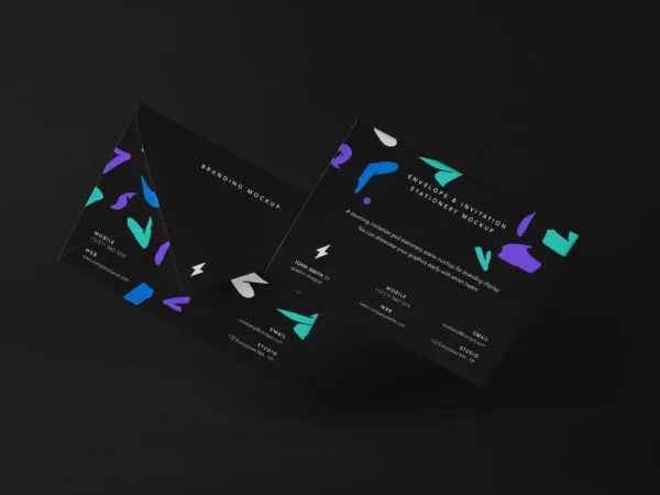 Mockup Featuring a Floating Envelope and Invitation Card 1
