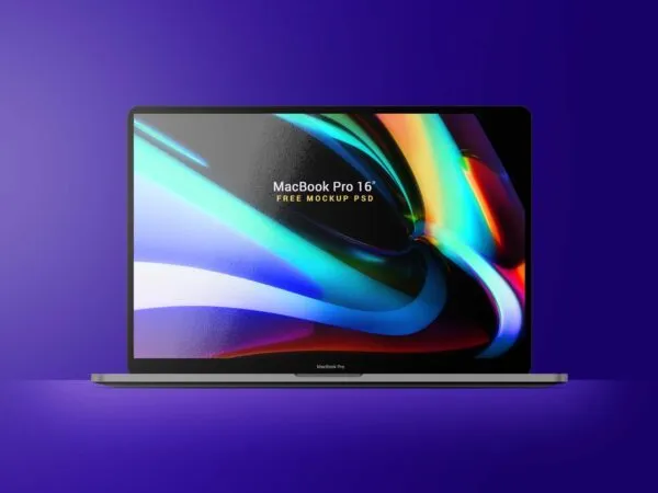 Mockup Featuring a Front View of 16 Inch MackBook Pro 1