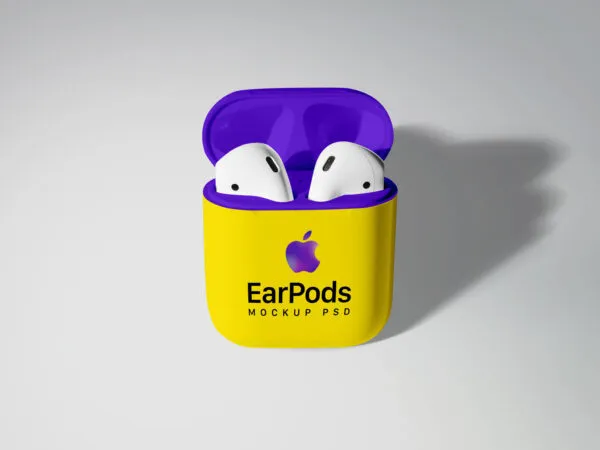 Mockup Featuring a Front View of Apple AirPods and Their Case 1