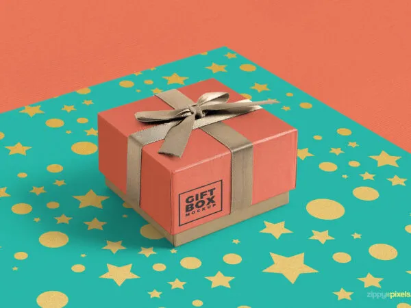 Mockup Featuring a Gift Box with Ribbon 1