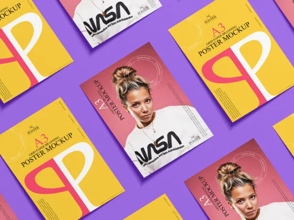 Mockup Featuring a Grid of A3 Paper Posters 1