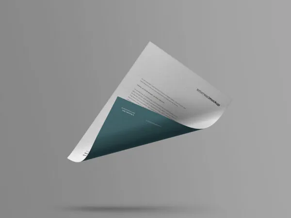 Mockup Featuring a Half Curved Floating Paper 1