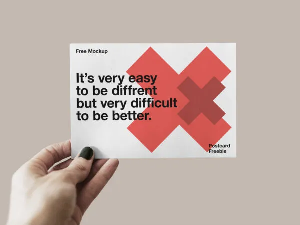 Mockup Featuring a Hand Holding Postcard 1