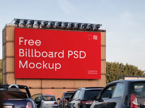 Mockup Featuring a Large Billboard in a Parking Lot 1