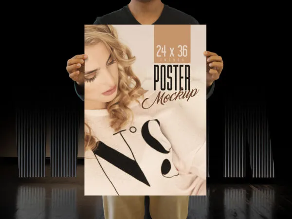 Mockup Featuring a Man Holding a Maxi Poster 1