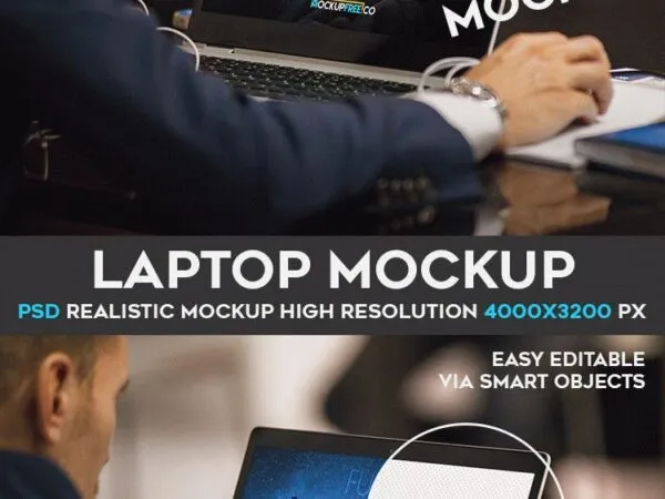 Mockup Featuring a Man Working on Laptop 1