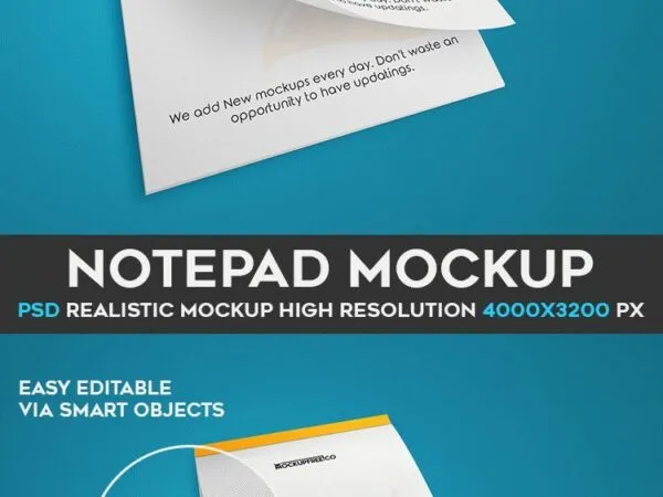 Mockup Featuring a Notepad with a Curved Paper 1