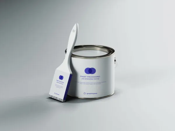 Mockup Featuring a Paint Brush Leaning Against a Paint Can 1
