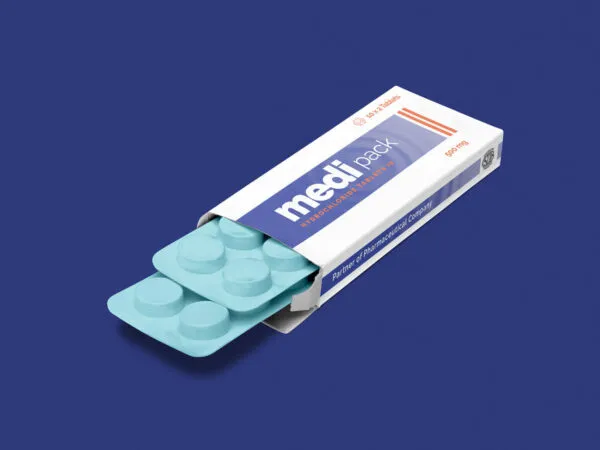 Mockup Featuring a Pharmaceutical Medicine Tablet Blister Packaging 1