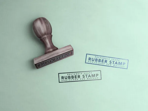 Mockup Featuring a Rectangle Rubber Stamp With Two Stamp Marks 1