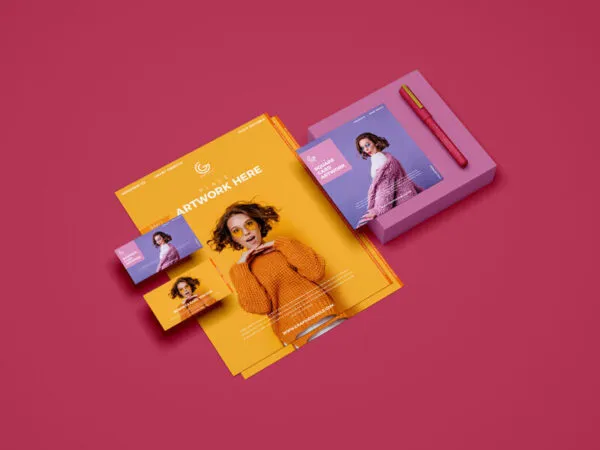 Mockup Featuring a Set of Stationery in Perspective 1