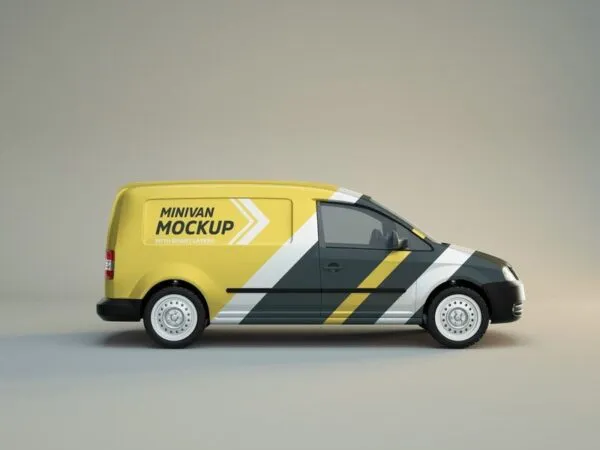 Mockup Featuring a Side View of a Minivan 1