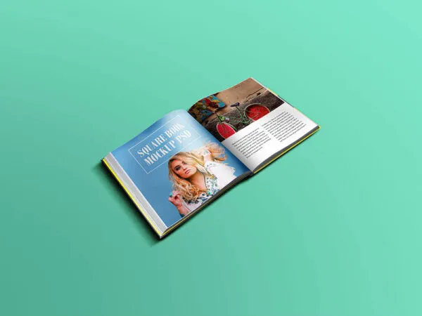 Mockup Featuring a Square Book Spread Open 1
