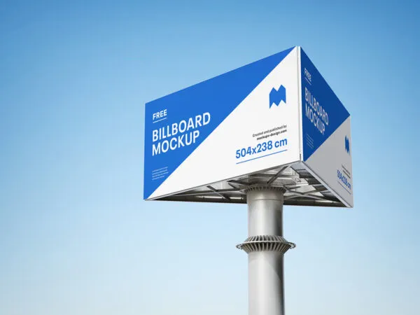 Mockup Featuring a Triple Sided Advertising Billboard 1