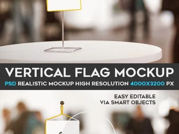 Mockup Featuring a Vertical Mini Desk Flag 1