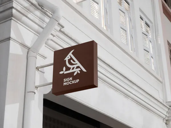 Mockup Featuring a Wall Mounted Sign 1