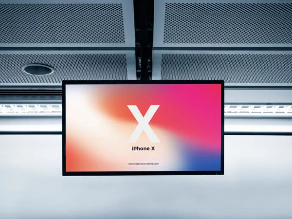 Mockup Featuring an LCD Screen Set Up in the Ceiling 1