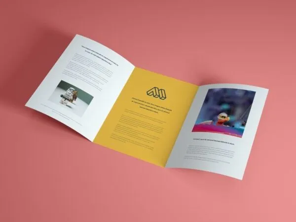 Mockup Featuring an Open Square Trifold Brochure Mockup 1