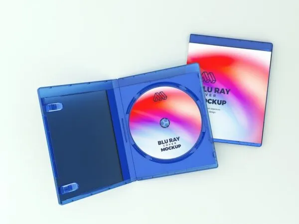 Mockup Featuring an Open and a Closed Blu ray Disk Case 1