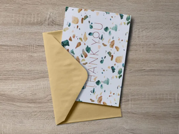 Mockup Featuring an Overhead Shot of Greeting Card with Envelope 1