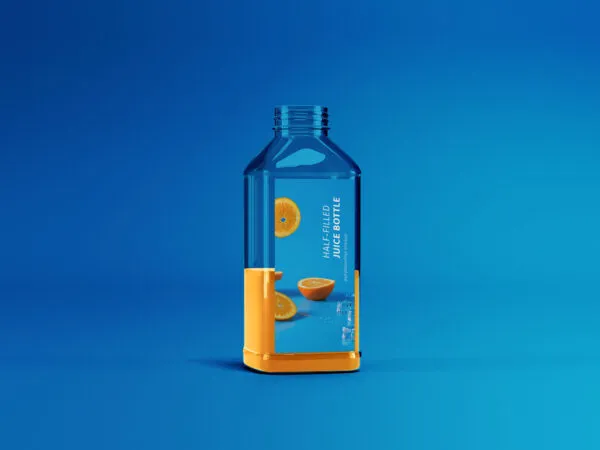 Mockup Featuring the Front View of a Half Filled Juice Bottle 1
